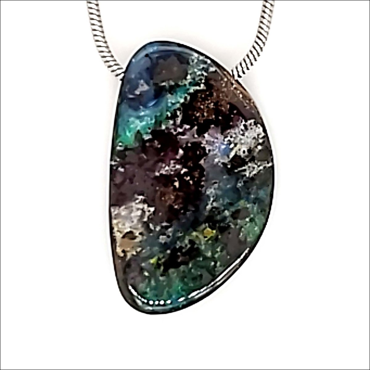 Half Moon Boulder Opal Slide Pendant - JewelsmithPendants