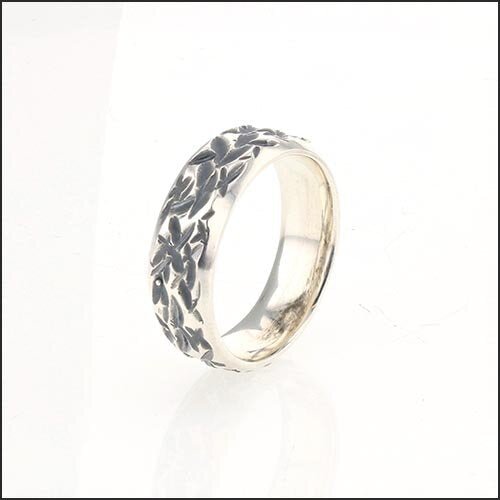 Hand Carved Men's Band Sterling Silver - JewelsmithRings
