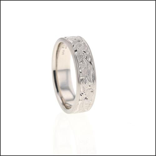 Hand Engraved Men's Band Platinum - JewelsmithBands