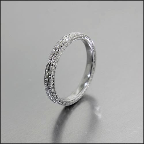 Hand Engraved Platinum Band - JewelsmithBands