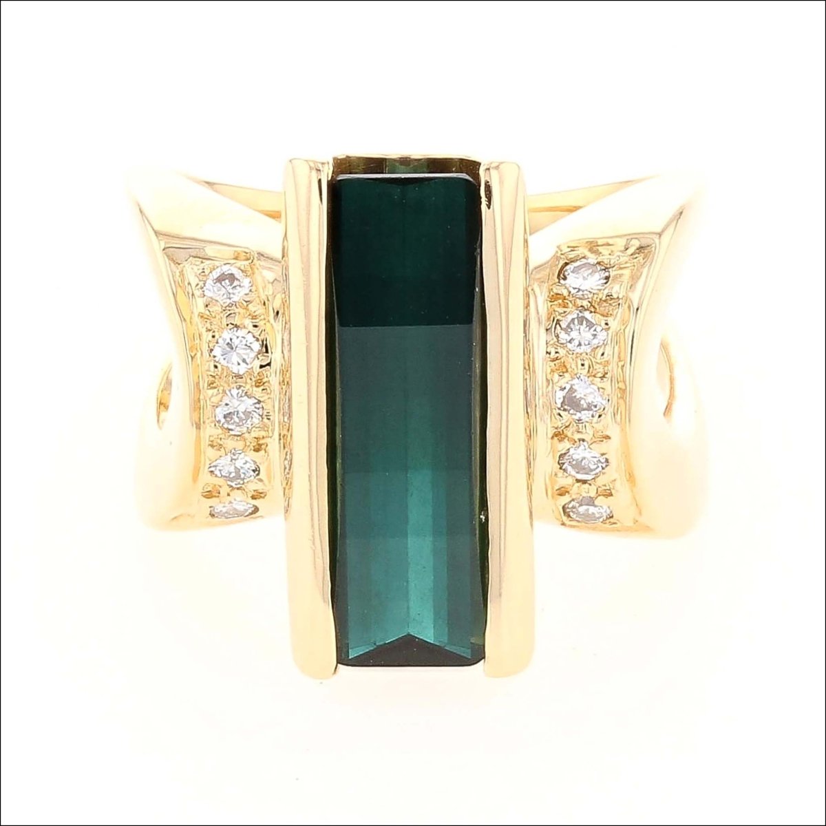 Indicolite Tourmaline Diamond Ring 18KY (Consignment) - JewelsmithRings