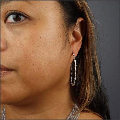 In/Out Bamboo Diamond Hoop Directional Earrings 14KW - JewelsmithEarrings