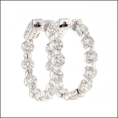 In/Out Bar Set Diamond Hoop Earrings 14KW - JewelsmithEarrings