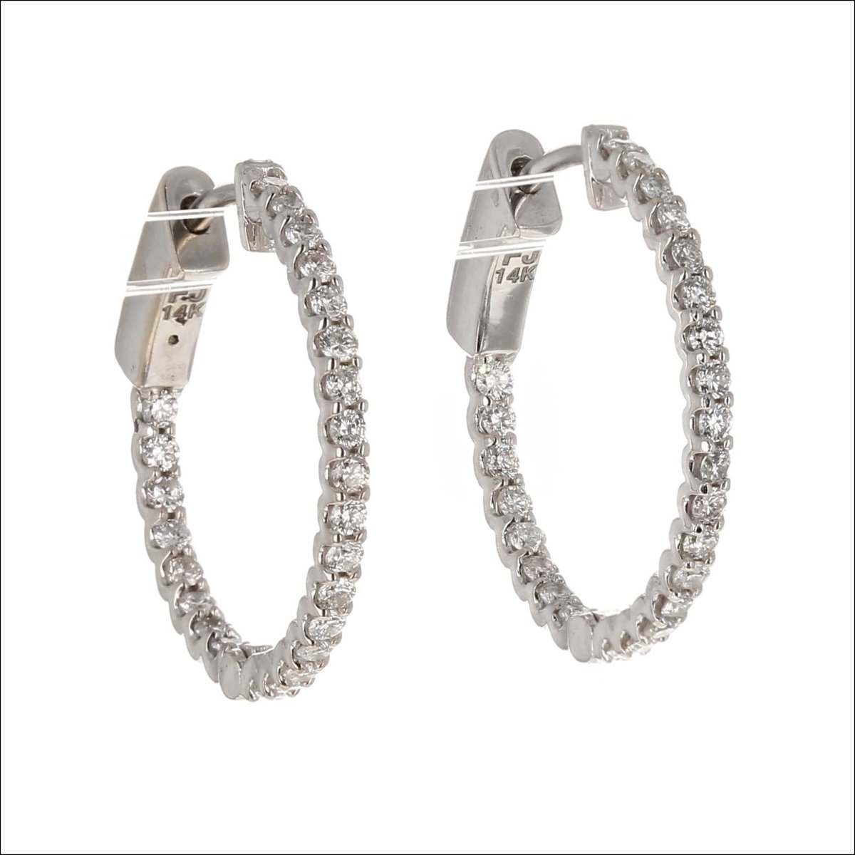 In/Out Diamond Hoop Earrings 14KW 0.56cttw - JewelsmithEarrings