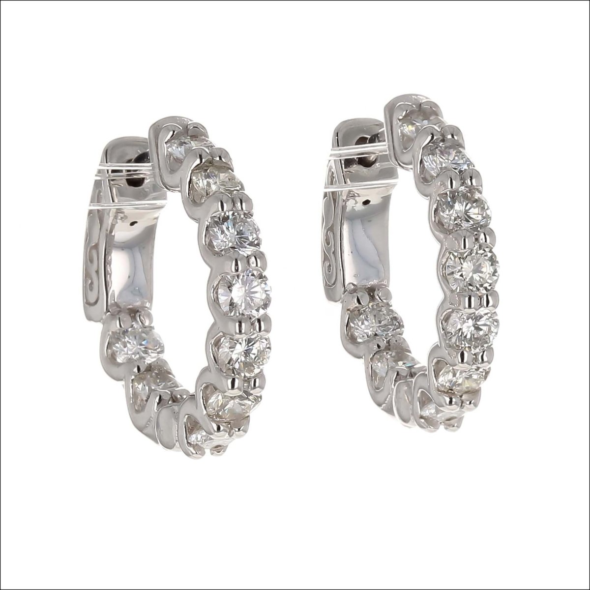 In/Out Diamond Hoop Earrings 14KW 1.78cttw - JewelsmithEarrings