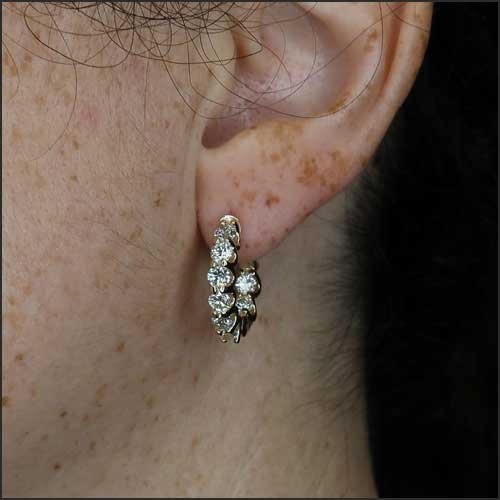 In/Out Diamond Hoop Earrings 14KY - JewelsmithEarrings