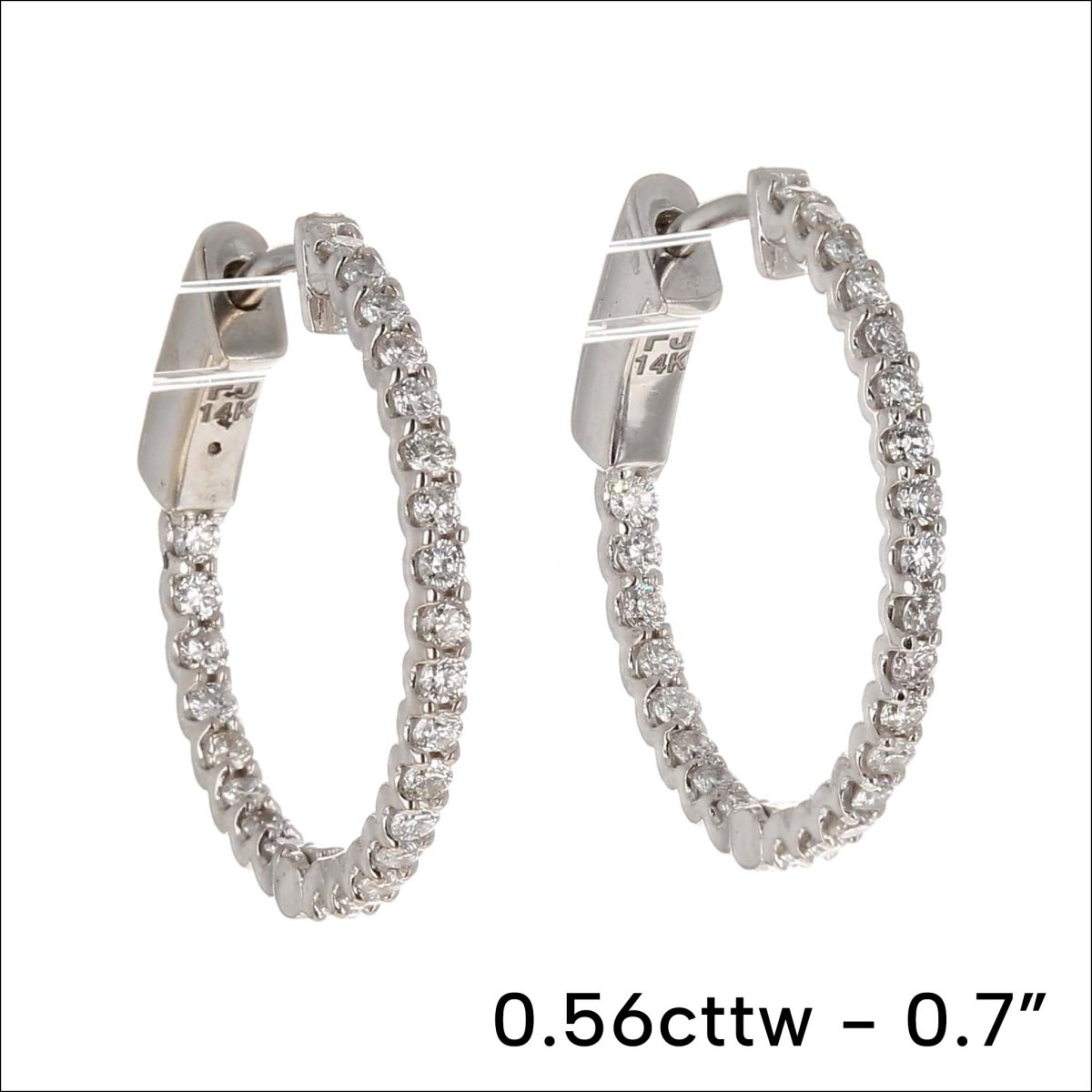 In/Out Oval Diamond Hoop Earrings 14KW - JewelsmithEarrings