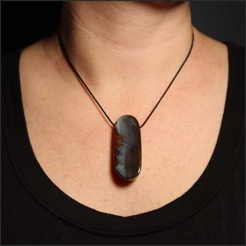 Long Oval Boulder Opal Slide Pendant - JewelsmithPendants