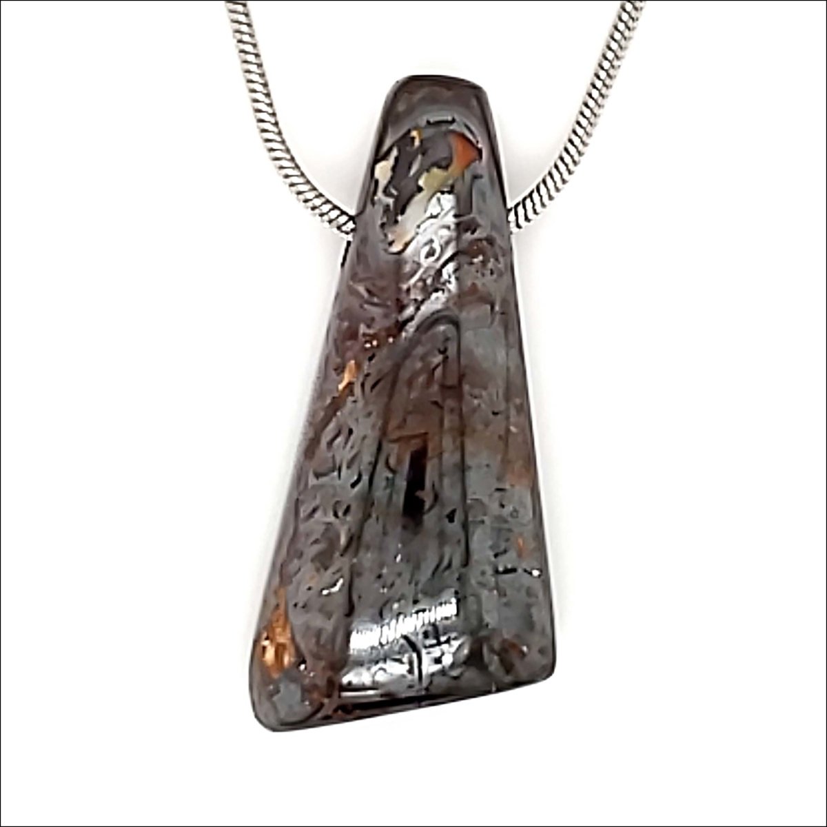 Long Triangle Boulder Opal Slide Pendant 38.96ct - JewelsmithPendants