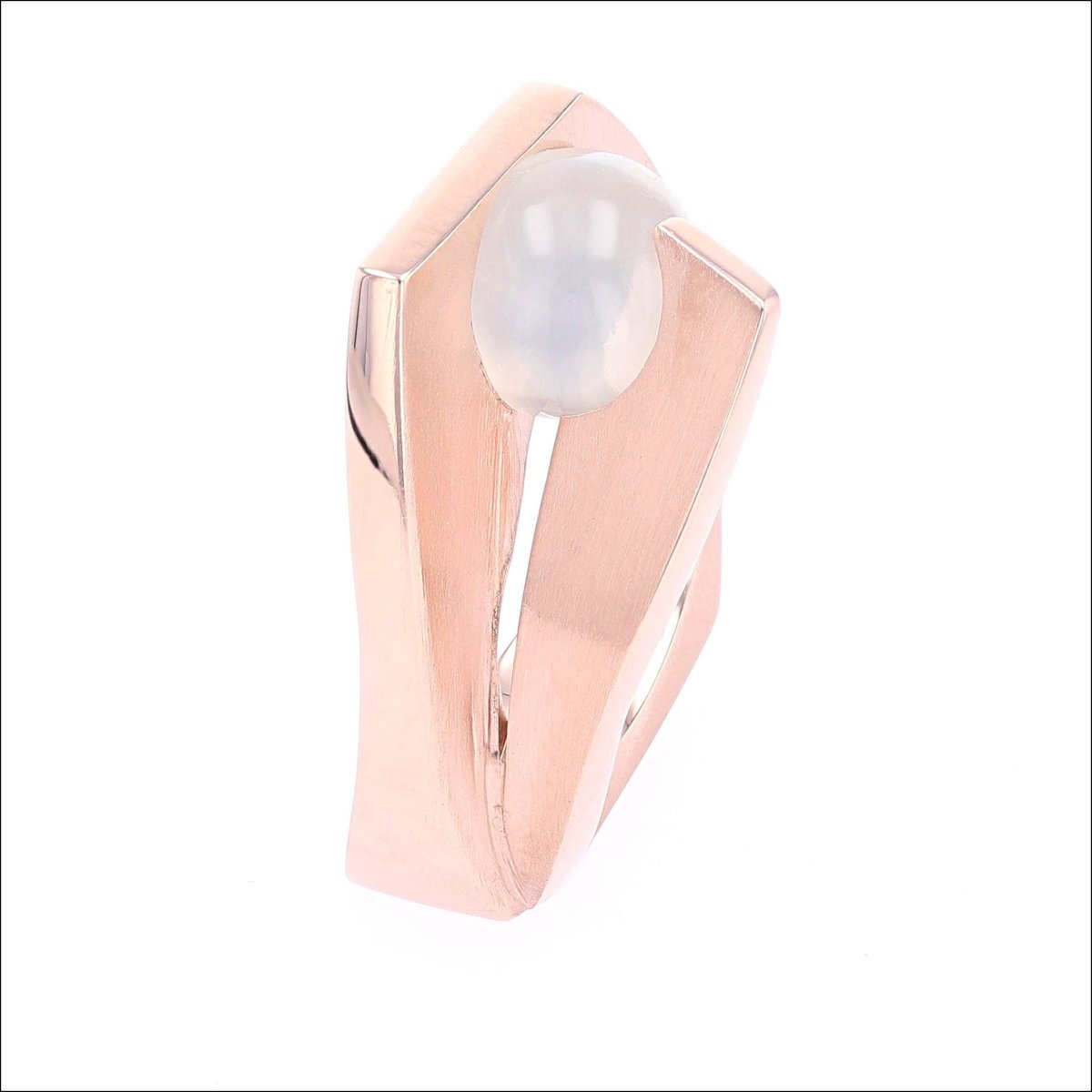 Moonstone Sphere Peek-A-Boo Ring 14K Rose - JewelsmithRings