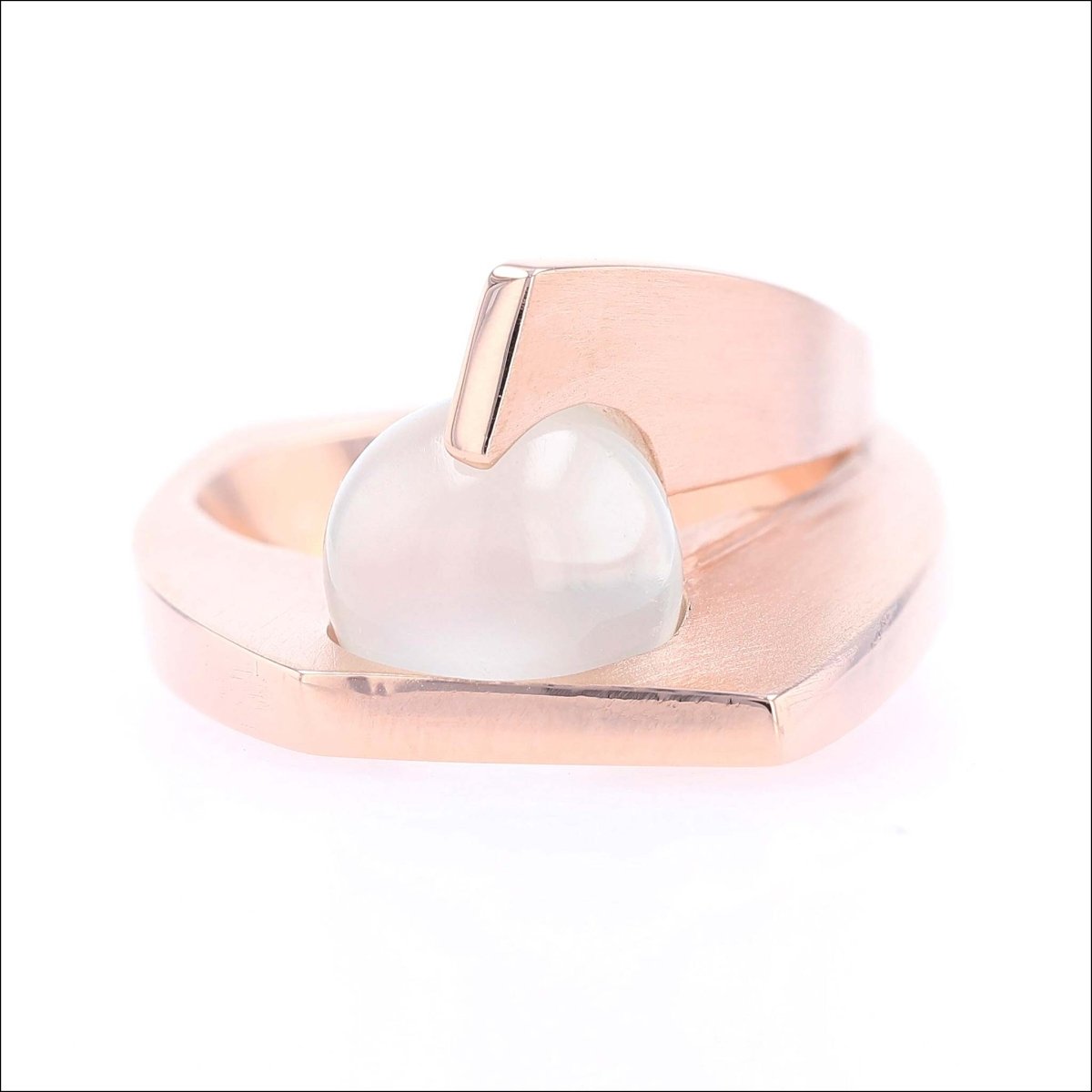 Moonstone Sphere Peek-A-Boo Ring 14K Rose - JewelsmithRings