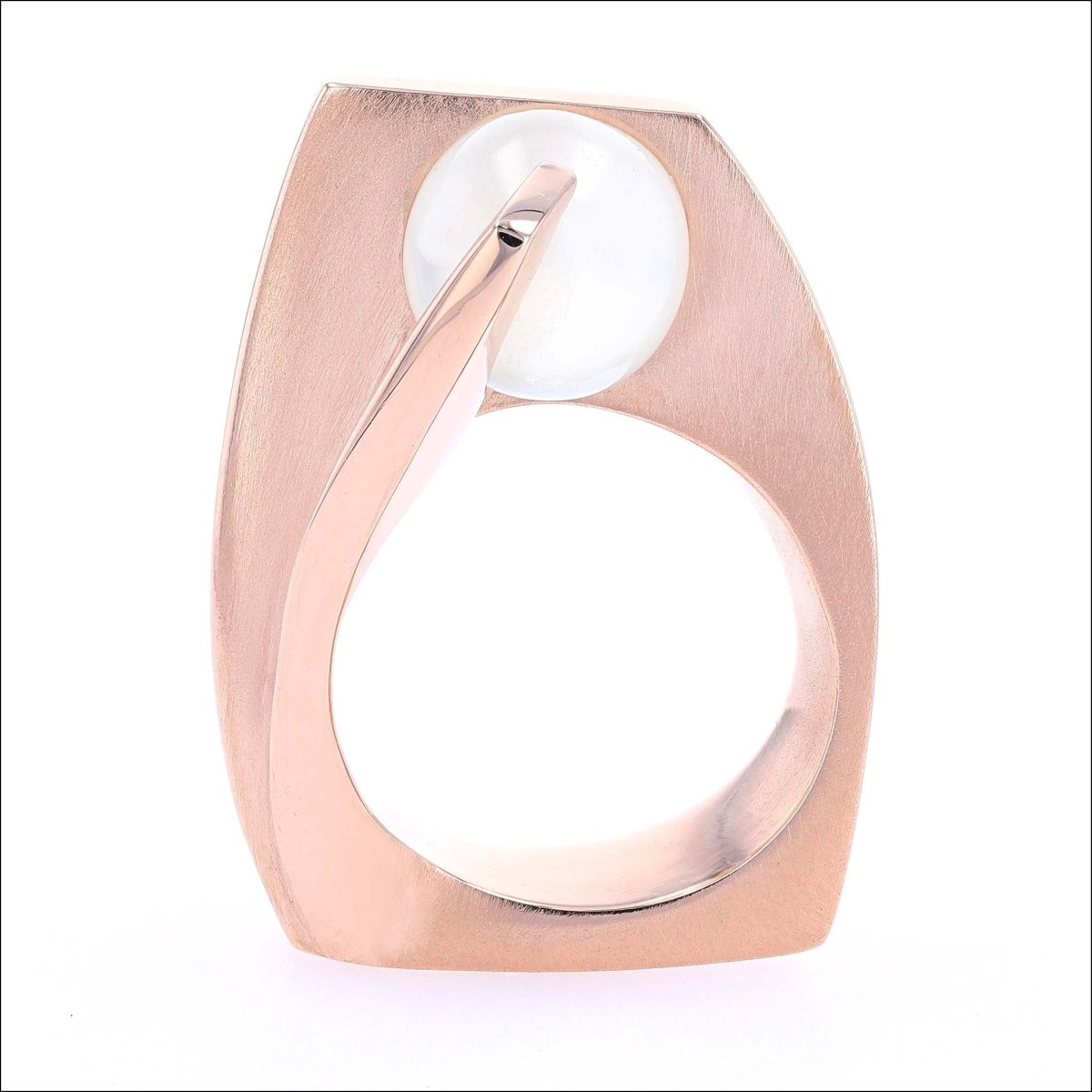 Moonstone Sphere Peek-A-Boo Ring 14K Rose - JewelsmithRings