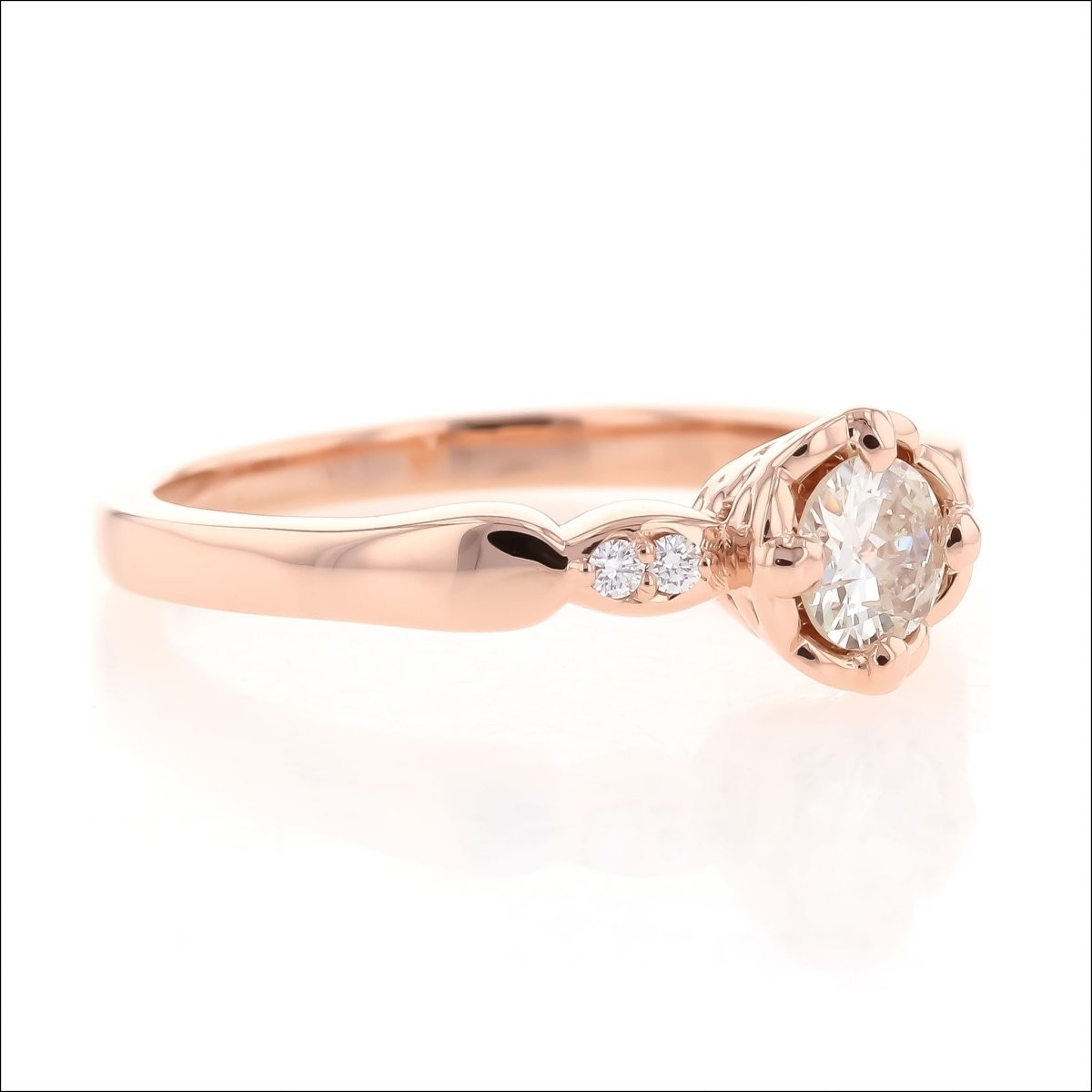 Old Euro Diamond Pierced Crown Engagement Ring 14K Rose - JewelsmithEngagement Rings