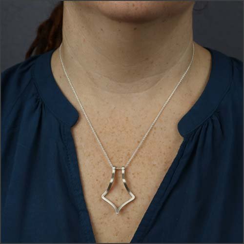 Open Square Ring Holder Pendant Sterling Silver - JewelsmithPendants