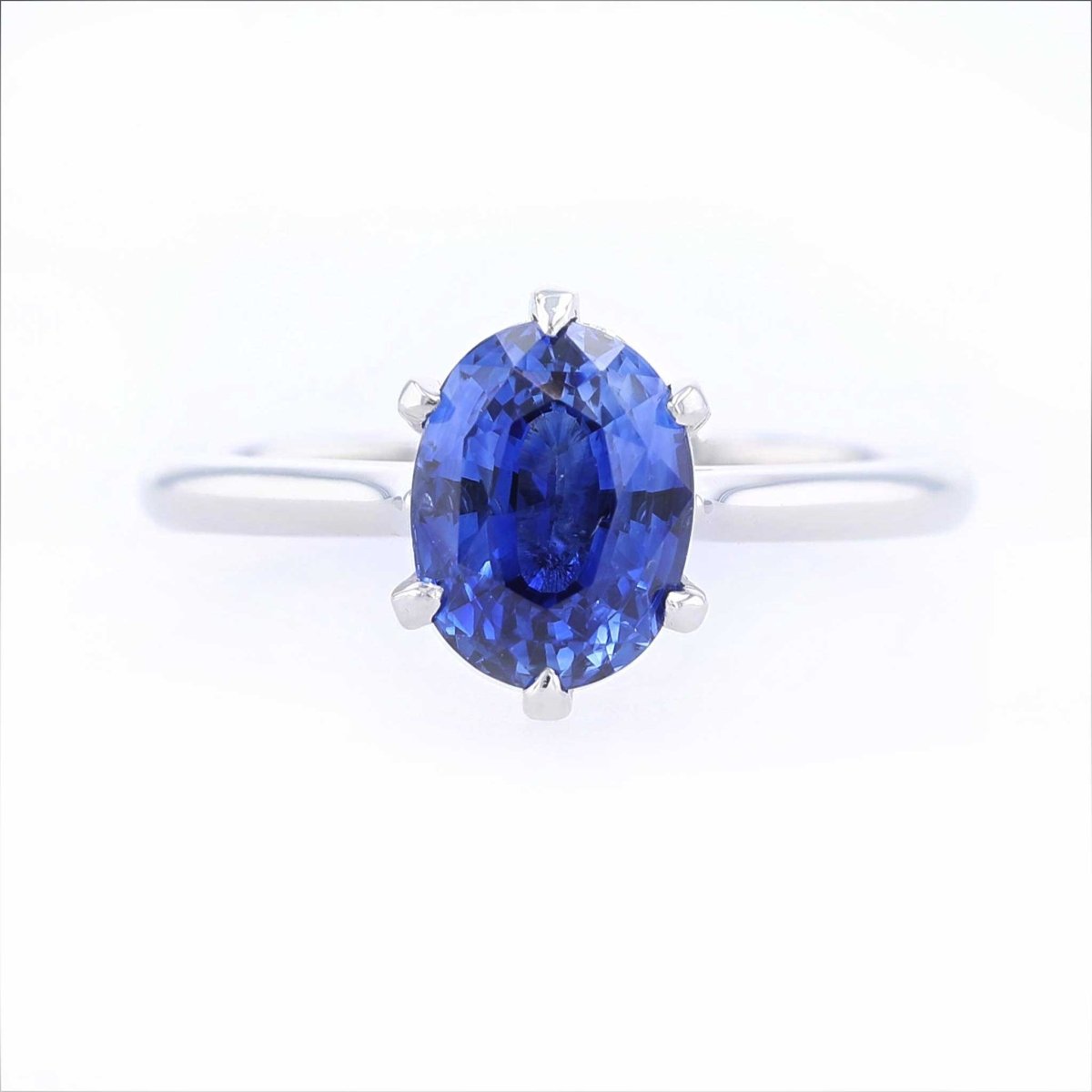Oval Blue Sapphire Cathedral Engagement Ring Platinum - JewelsmithEngagement Rings