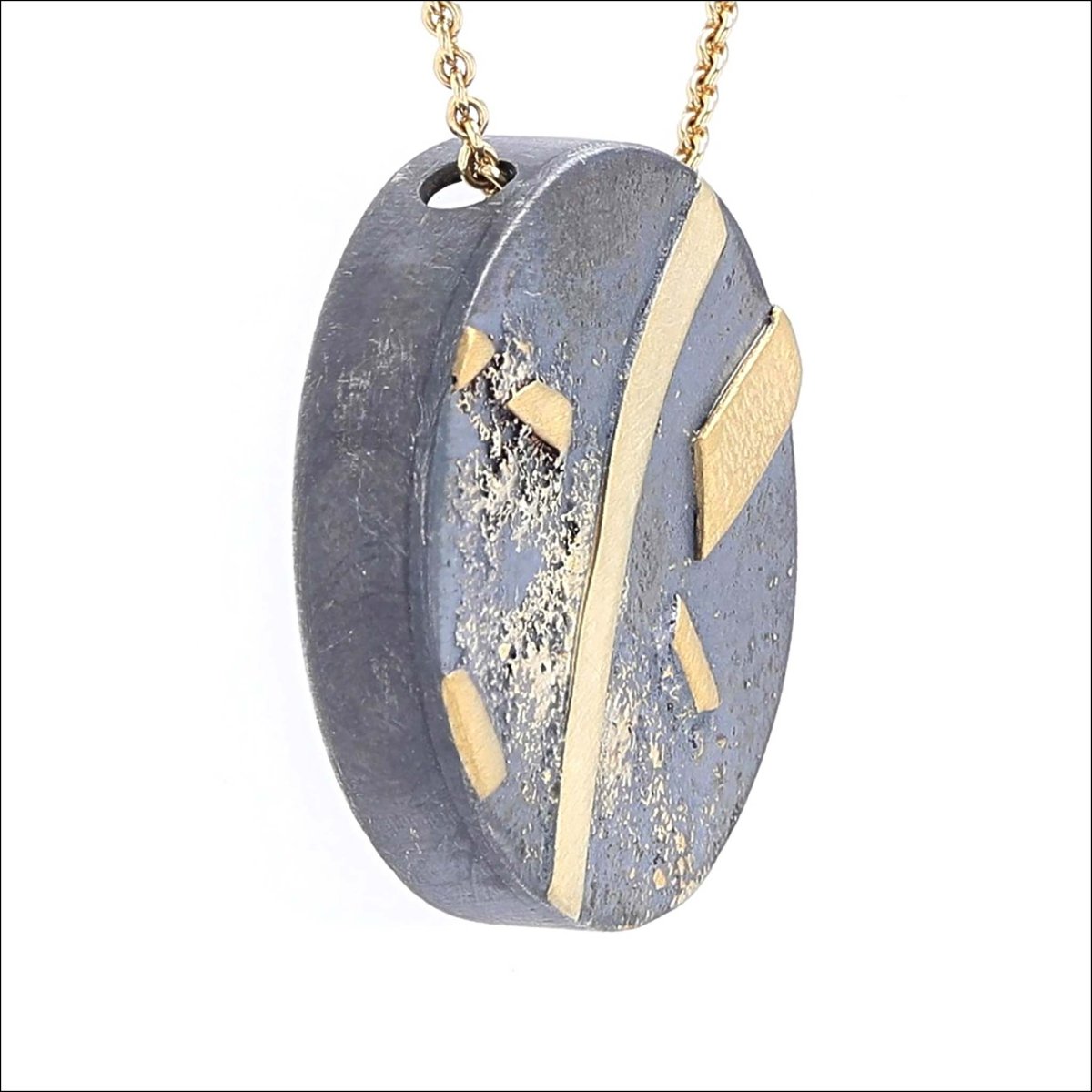 Oxidized Textured Circle Pendant Sterling Silver 22KY - JewelsmithPendants