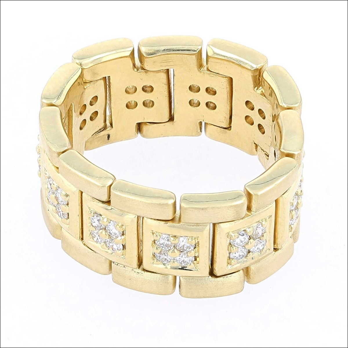 Pave Squares Diamond Flexible Link Ring 18KY - JewelsmithBands