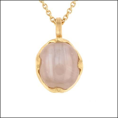 Peach Star Sapphire 4-Point Scoop Pendant 22KY - JewelsmithPendants