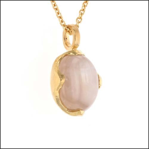 Peach Star Sapphire 4-Point Scoop Pendant 22KY - JewelsmithPendants