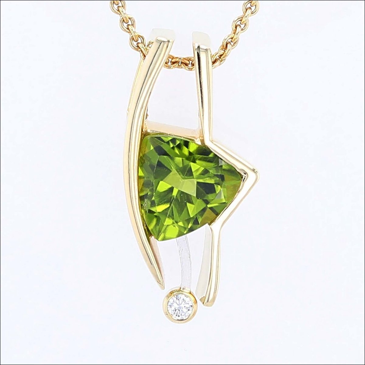 Peridot Diamond Slide Pendant 18KY 18KW (Consignment) - JewelsmithPendants