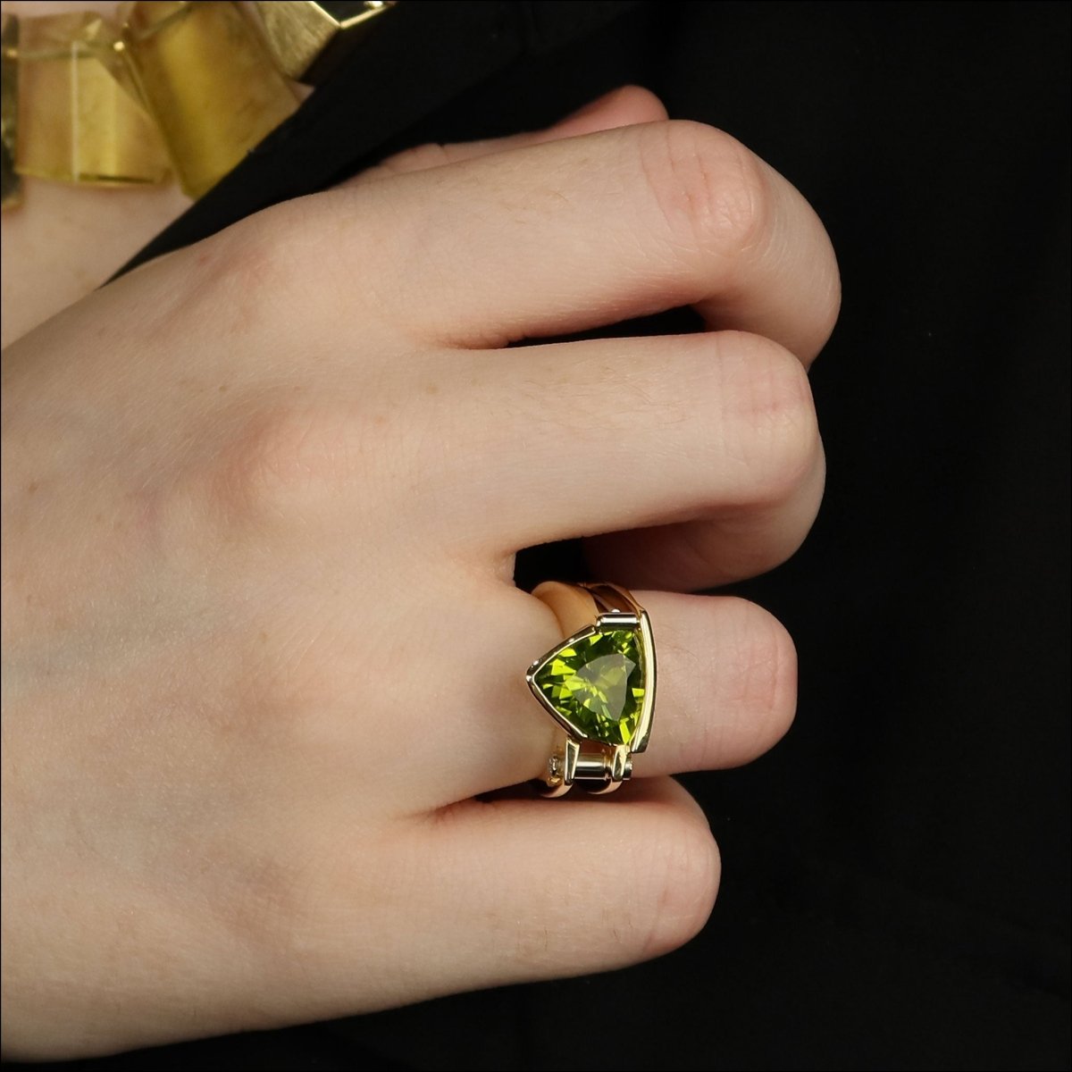 Peridot Diamond Split Ring 18KY Platinum (Consignment) - JewelsmithRings