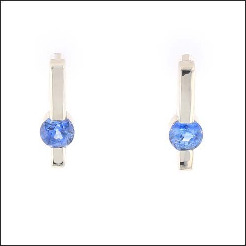 Petite Sapphire Bar Earrings 14KW - JewelsmithEarrings