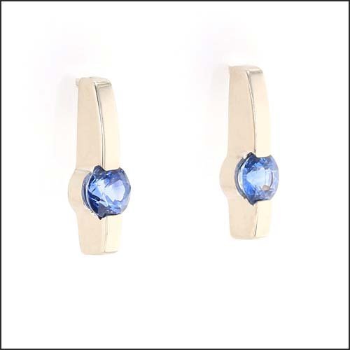 Petite Sapphire Bar Earrings 14KW - JewelsmithEarrings