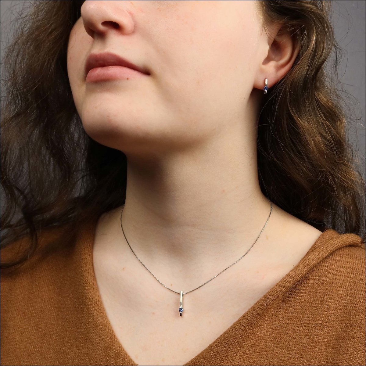 Petite Sapphire Bar Earrings 14KW - JewelsmithEarrings