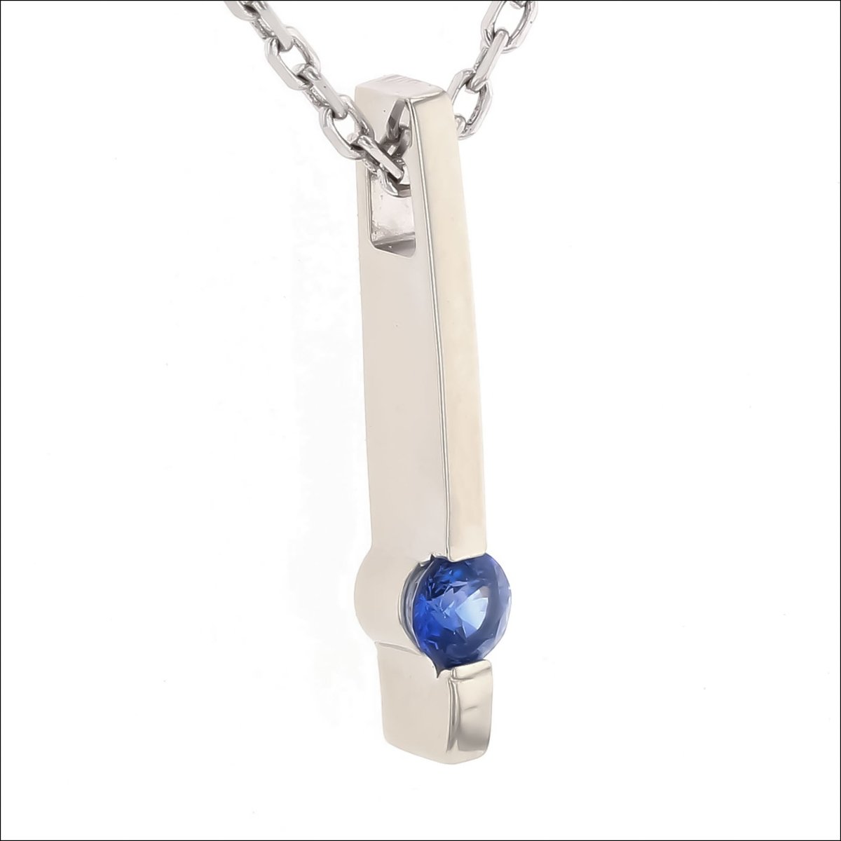 Petite Sapphire Bar Pendant 14KW - JewelsmithPendants