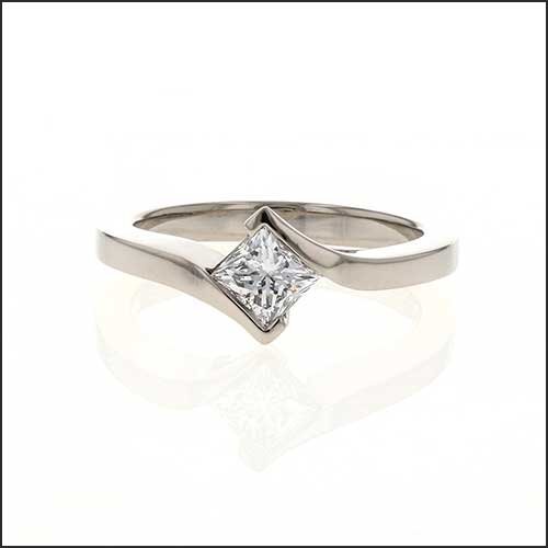 Princess Cut Diamond Bypass Engagement Ring 14KW - JewelsmithEngagement Rings