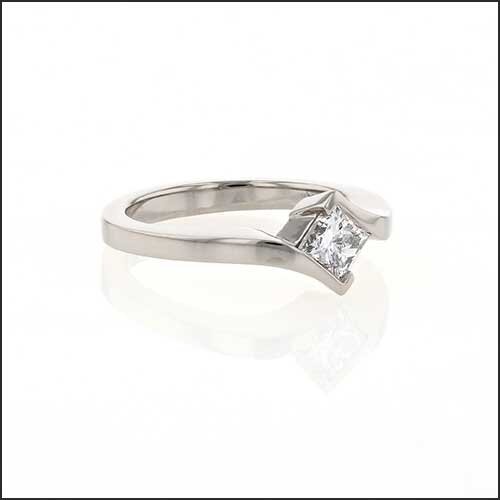 Princess Cut Diamond Bypass Engagement Ring 14KW - JewelsmithEngagement Rings