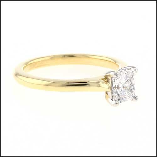 Radiant Diamond Cathedral Solitaire Engagement Ring 18KY Platinum - JewelsmithEngagement Rings