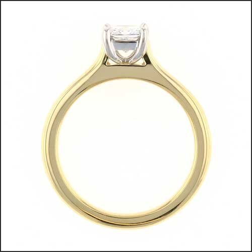 Radiant Diamond Cathedral Solitaire Engagement Ring 18KY Platinum - JewelsmithEngagement Rings