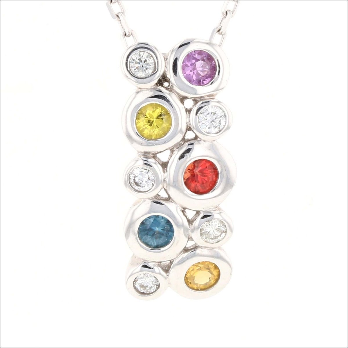 Rainbow Sapphire Bubble Pendant 14KW - JewelsmithPendants