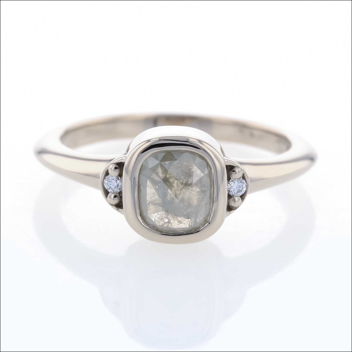 Rose Cut Gray Diamond Engagement Ring 14KW - JewelsmithEngagement Rings