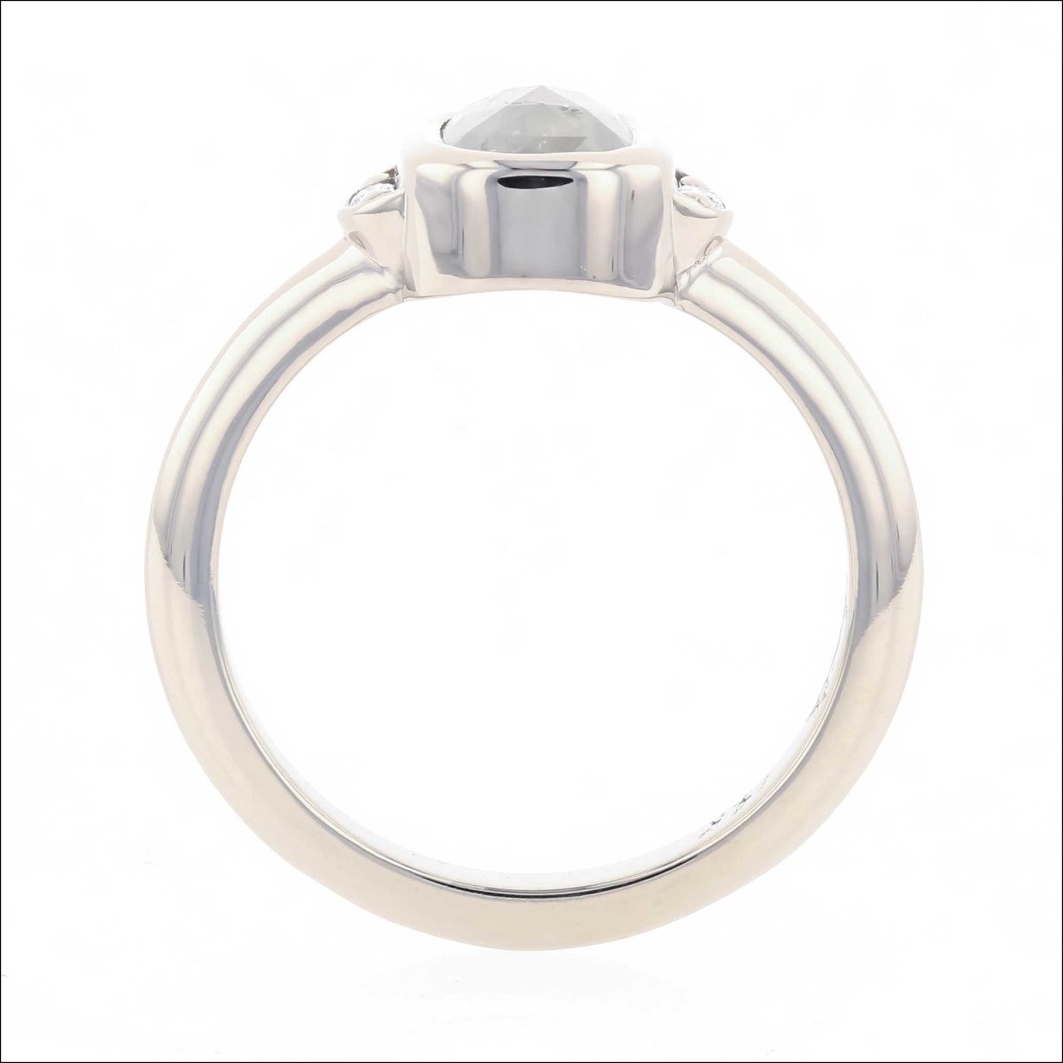 Rose Cut Gray Diamond Engagement Ring 14KW - JewelsmithEngagement Rings