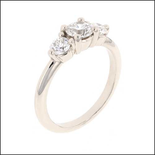 Round Diamond 3-Stone Engagement Ring 14KW - JewelsmithEngagement Rings