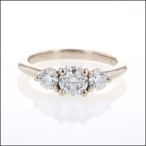 Round Diamond 3-Stone Engagement Ring 14KW - JewelsmithEngagement Rings