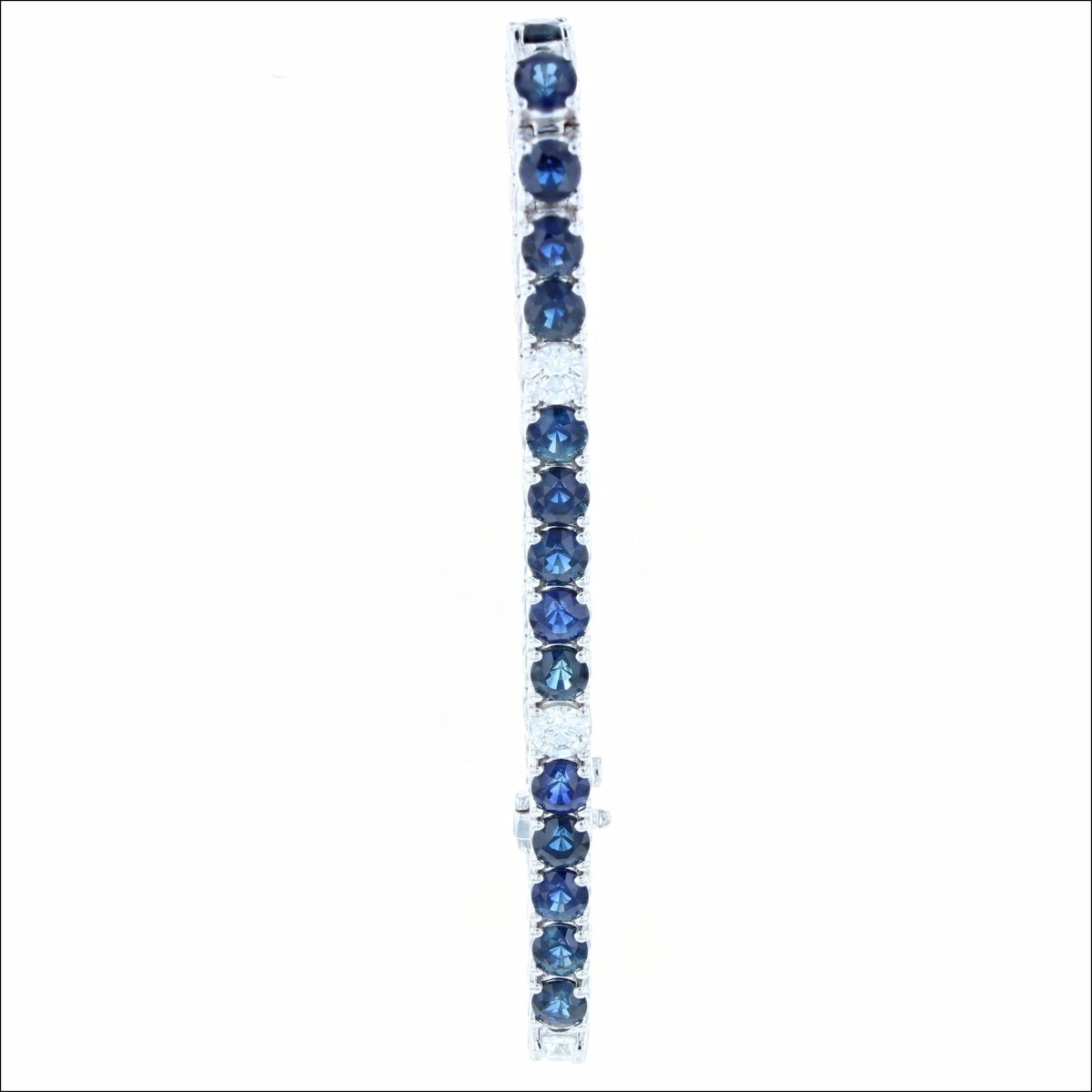 Round Sapphire Diamond Line Bracelet 14KW - JewelsmithBracelets