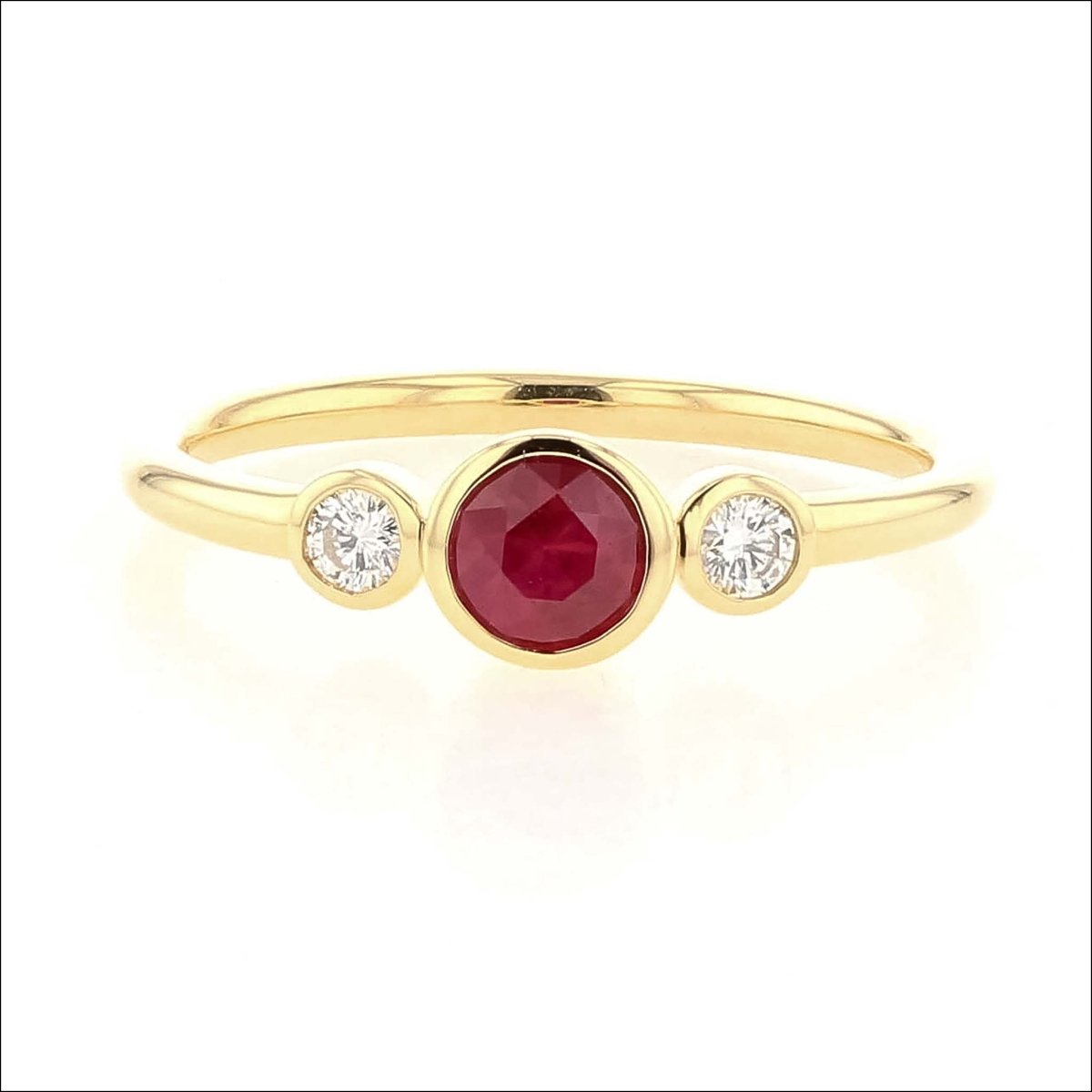 Ruby Diamond Bezel Ring 18KY - JewelsmithRings