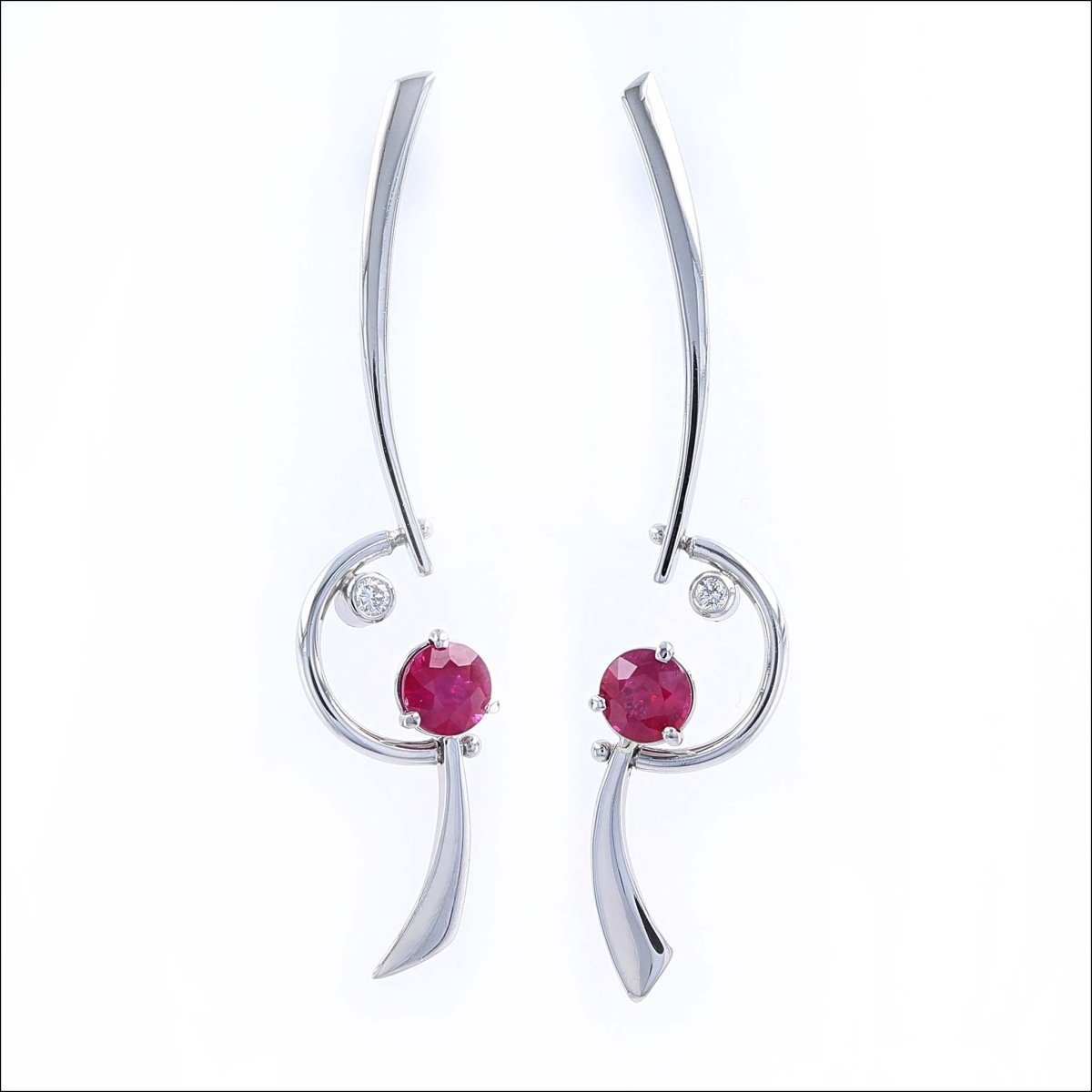 Ruby Diamond C-Swing Earrings Platinum (Consignment) - JewelsmithEarrings