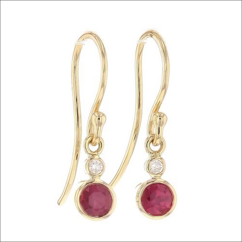 Ruby Diamond Dangle Earrings 18KY - JewelsmithEarrings