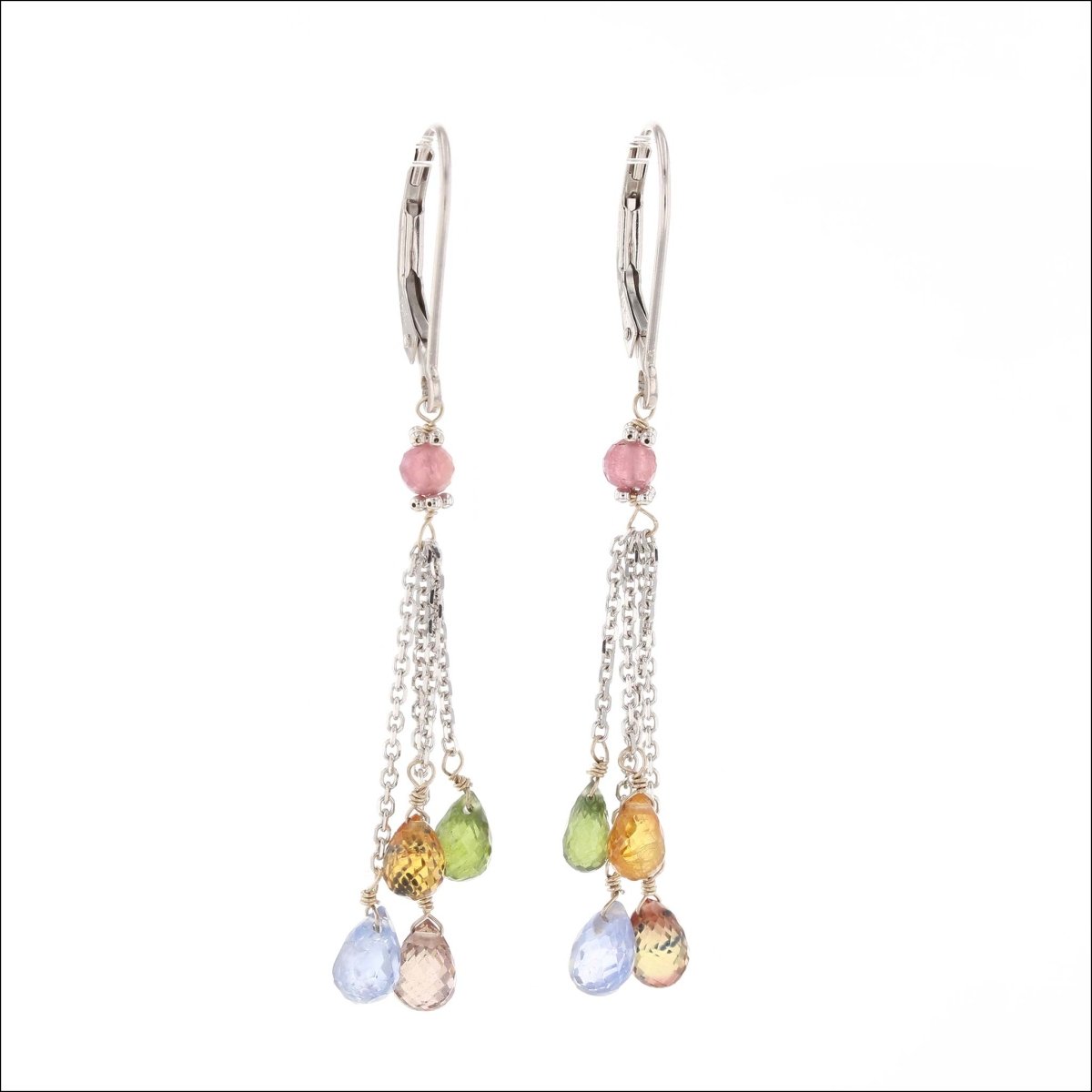 Sapphire Briolette Cluster Earrings 14KW - JewelsmithEarrings