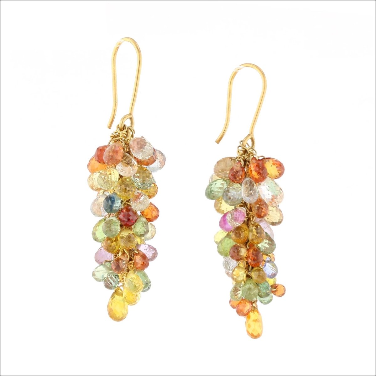 Sapphire Briolette Grape Cluster Earrings 18KY - JewelsmithEarrings
