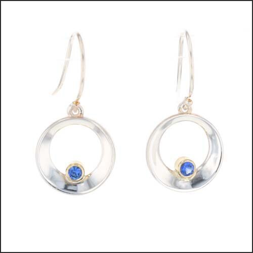Sapphire Circle "Shapes" Earrings Sterling Silver 18KY - JewelsmithEarrings