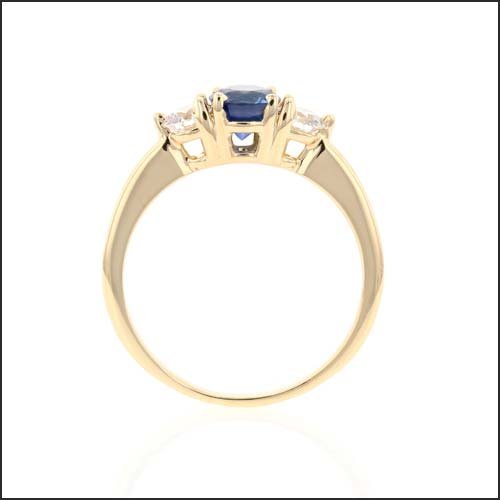 Sapphire Diamond 3-Stone Engagement Ring 18KY - JewelsmithEngagement Rings