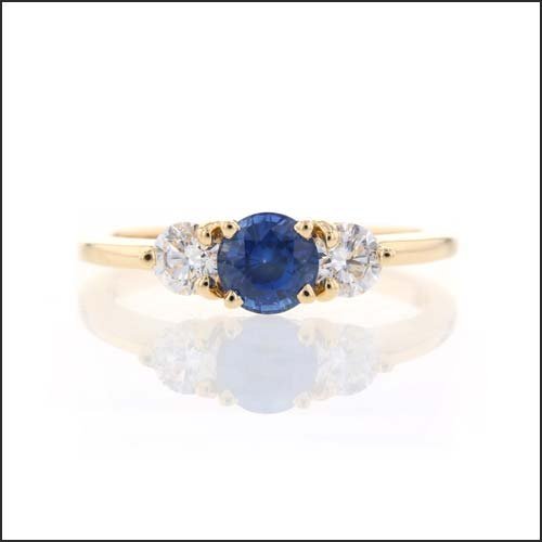 Sapphire Diamond 3-Stone Engagement Ring 18KY - JewelsmithEngagement Rings