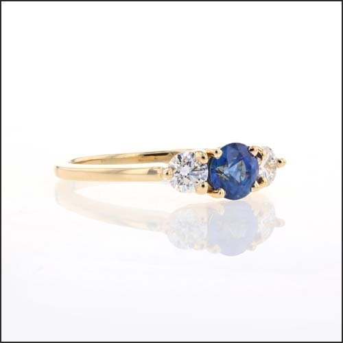 Sapphire Diamond 3-Stone Engagement Ring 18KY - JewelsmithEngagement Rings