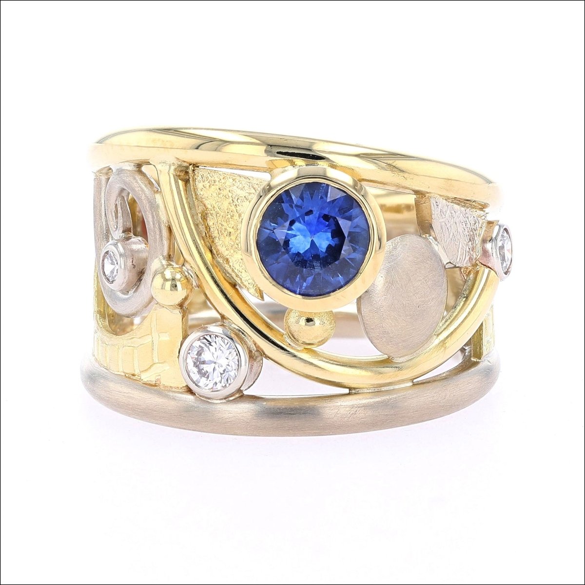 Sapphire Diamond "Parts" Ring 14KW 18KY - JewelsmithRings