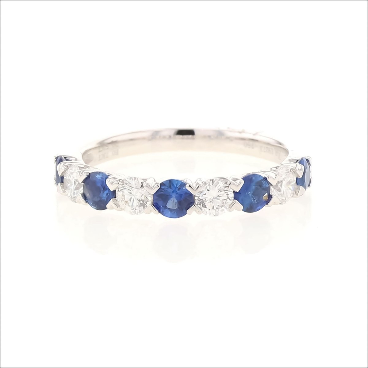Sapphire Diamond Shared V-Prong Band 18KW - JewelsmithRings